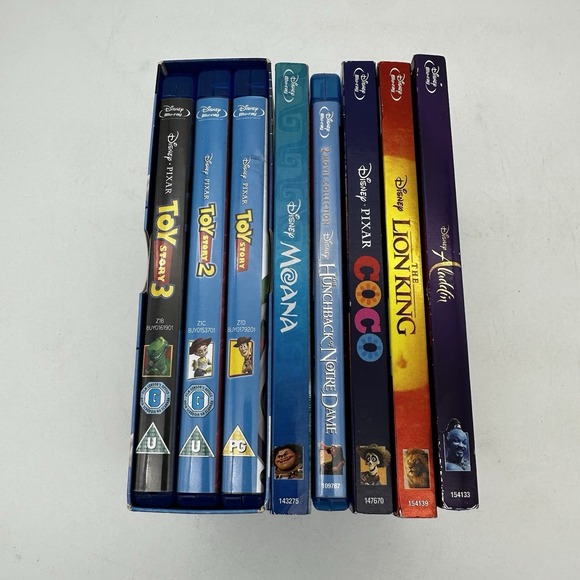 Other - Lot Of 7 Used Blu-Ray Disney Toy Story 1-3, Moana, Coco, Lion King, Aladdin